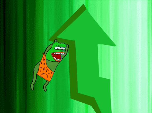 A Cartoon Character Is Hanging Upside Down On A Green Arrow GIF