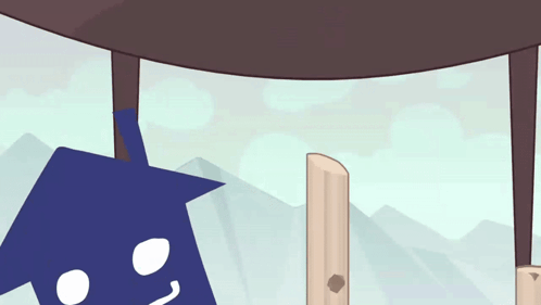 a cartoon character is hanging upside down with the letter l visible
