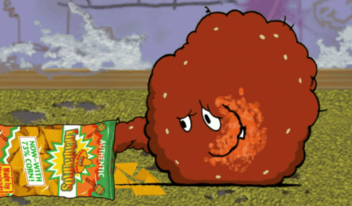 Cartoon Holding Authentic Chunky Salsa Bag GIF
