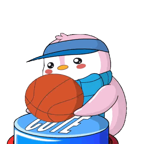a cartoon character is holding a basketball over a can that says cute on it