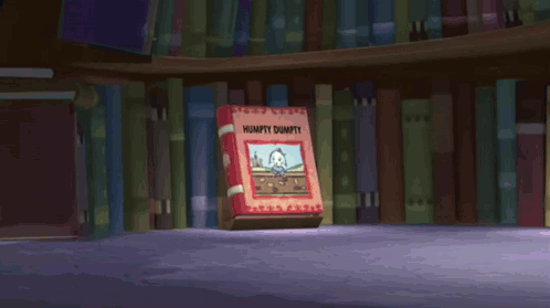 a cartoon character is holding a book with a green light coming out of it ..