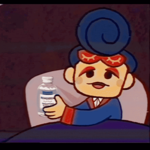 A Cartoon Character Is Holding A Bottle With A Label That Says Water GIF