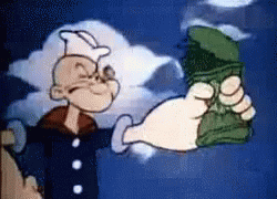 A Cartoon Character Is Holding A Bunch Of Money In His Hand GIF