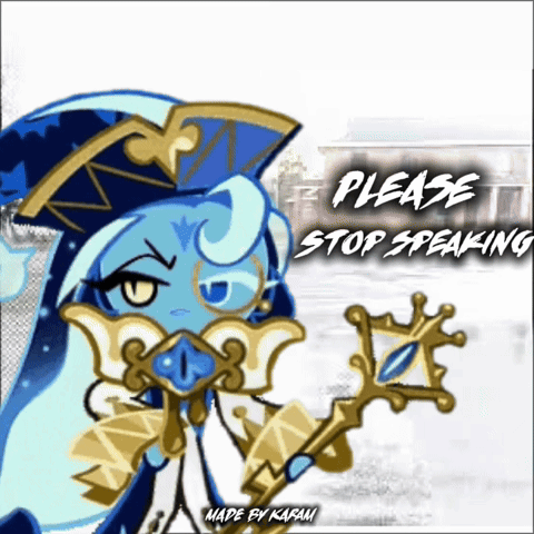 A Cartoon Character Is Holding A Cane With The Words Please Stop Speaking Below It GIF