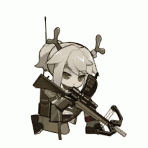 A Cartoon Character Is Holding A Crossbow And A Rifle . GIF