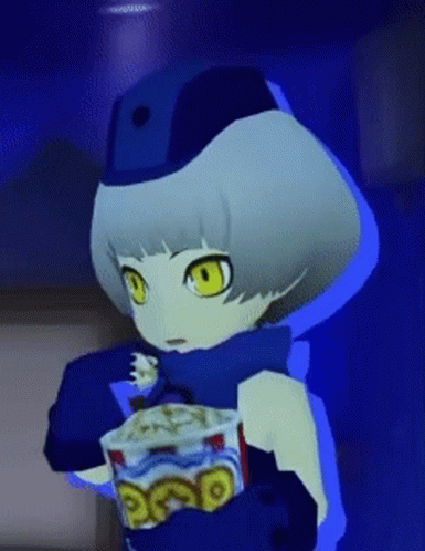 A Cartoon Character Is Holding A Cup Of Popcorn GIF