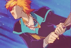 A Cartoon Character Is Holding A Fan In His Hand GIF