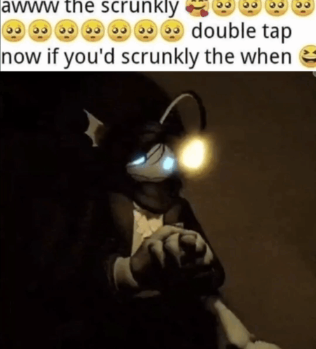 A Cartoon Character Is Holding A Flashlight And Says " Double Tap Now If You 'D Scrunchly The When " . GIF