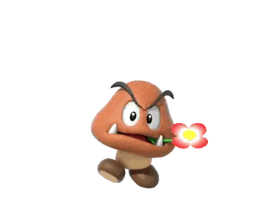 a cartoon character is holding a flower and the words thanks are above him