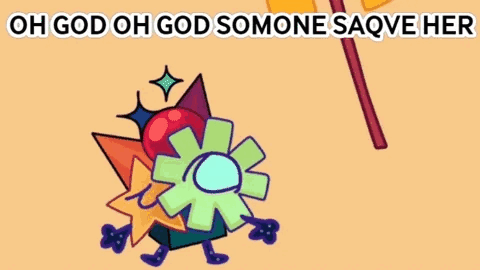 A Cartoon Character Is Holding A Hammer And Says Oh God Oh God Somone Saqve Her GIF