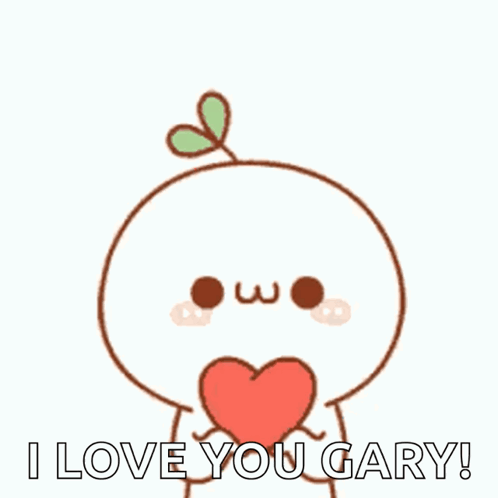 A Cartoon Character Is Holding A Heart In Front Of Its Face And Saying I Love You Gary . GIF