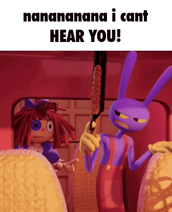 A Cartoon Character Is Holding A Knife And Says " Nanananana I Cant Hear You ! " GIF