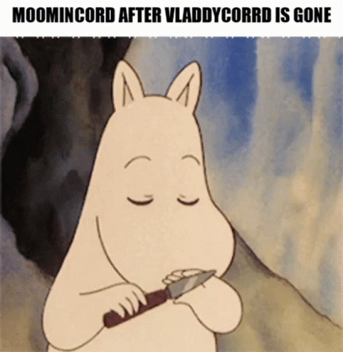 a cartoon character is holding a knife in his mouth .