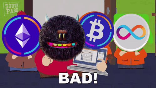 A Cartoon Character Is Holding A Laptop In Front Of A Sign That Says " South Park " GIF