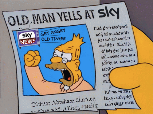 Cartoon Holding Newspaper Old Man Yells At Sky GIF
