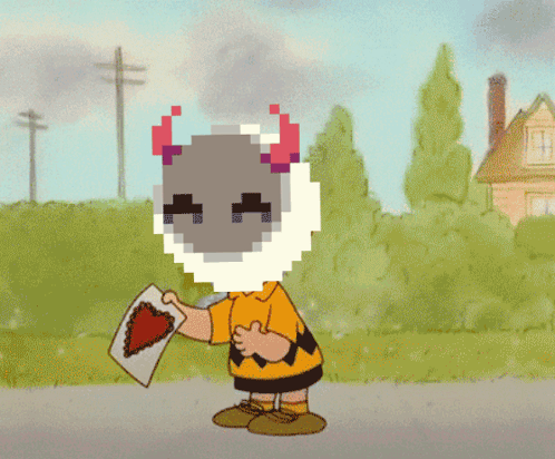 A Cartoon Character Is Holding A Piece Of Paper With A Triangle On It GIF