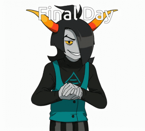 A Cartoon Character Is Holding A Piece Of Paper With The Words Final Day Written Above Him GIF