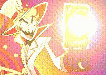 A Cartoon Character Is Holding A Playing Card In His Hand With A Light Coming Out Of It . GIF