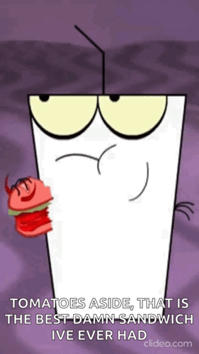 Cartoon Girl Holding Sandwich With Straw GIF