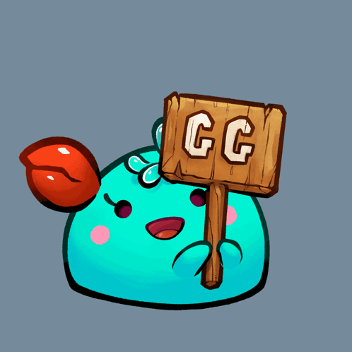 A Cartoon Character Is Holding A Sign That Says Gg GIF