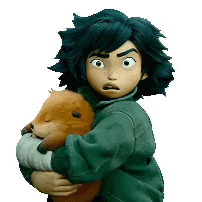 a cartoon character is holding a stuffed animal in her arms
