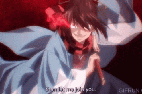 A Cartoon Character Is Holding A Sword And Says Then Let Me Join You . GIF