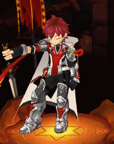 A Cartoon Character Is Holding A Sword And Shield GIF