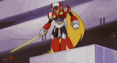 A Cartoon Character Is Holding A Sword In His Hand GIF