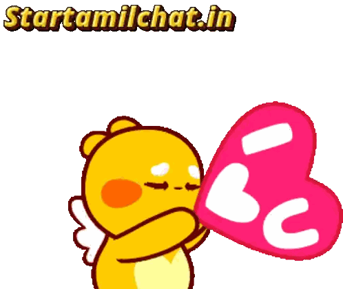 a cartoon character is holding up a heart that says i love you