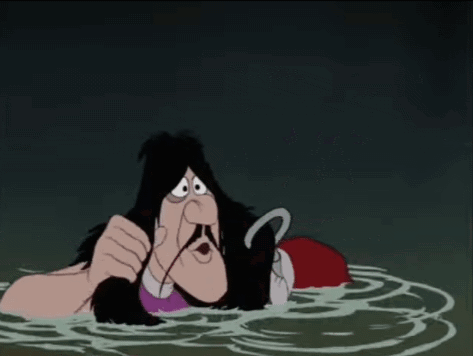 A Cartoon Character Is In The Water With A Hook In His Hand GIF