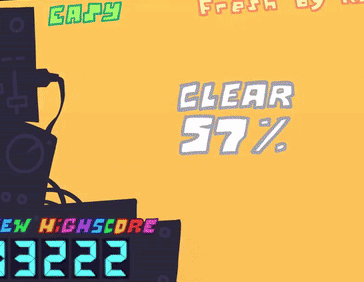 A Cartoon Character Is Jumping In The Air In Front Of A High Score Sign GIF