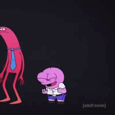 A Cartoon Character Is Jumping In The Air While Another Cartoon Character Looks On . GIF