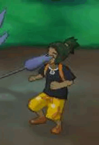 A Cartoon Character Is Kneeling Down And Holding A Sword In His Hand . GIF