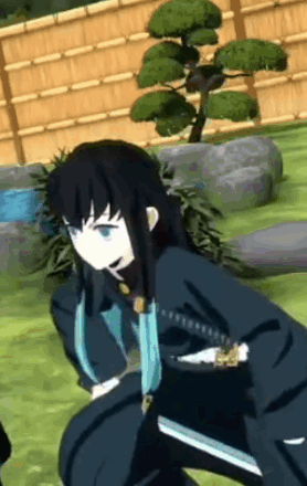 A Cartoon Character Is Kneeling Down With A Sword In His Hand In A Garden . GIF