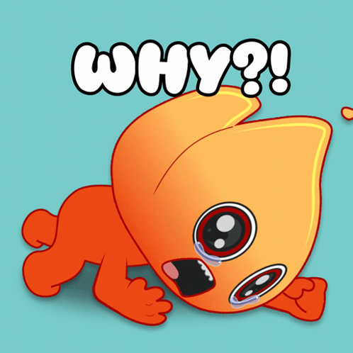 a cartoon character is laying down with the words why written above it