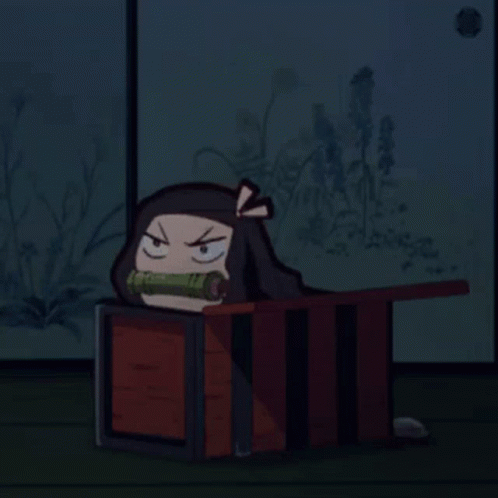 A Cartoon Character Is Laying In A Box With Smoke Coming Out Of It 'S Mouth GIF
