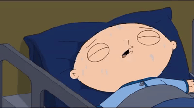 A Cartoon Character Is Laying In A Hospital Bed With A Pillow GIF
