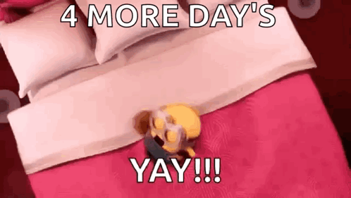 A Cartoon Character Is Laying On A Bed With A Pink Comforter And Pillows . GIF