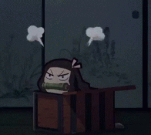 A Cartoon Character Is Laying On A Box With Steam Coming Out Of It . GIF