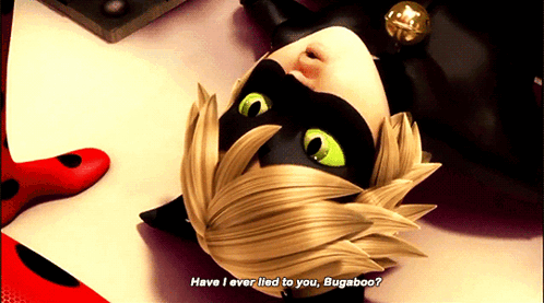 A Cartoon Character Is Laying On His Back And Says Have I Ever Lied To You Bugaboo GIF