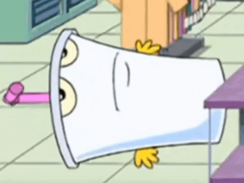 Cartoon Character Laying On Floor Smiling GIF