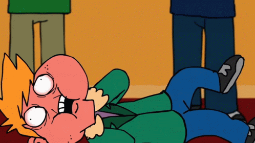 A Cartoon Character Is Laying On The Floor With His Legs Crossed And His Mouth Open GIF
