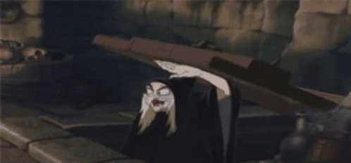 A Cartoon Character Is Laying On The Ground With A Sword In His Hand GIF