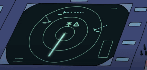 A Cartoon Character Is Looking At A Radar Screen That Shows A Target GIF