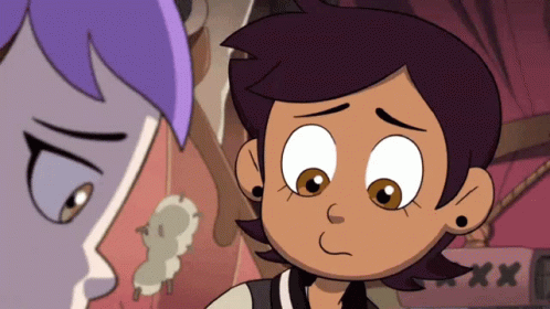A Cartoon Character Is Looking At Another Cartoon Character With A Sign That Says Xxx In The Background GIF