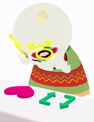 A Cartoon Character Is Looking Through A Magnifying Glass At A Pink Heart And A Green Arrow GIF