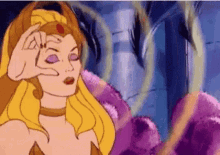 A Cartoon Character Is Making A Funny Face While Holding Her Hand To Her Face . GIF