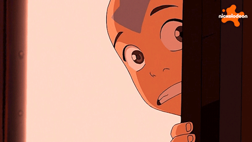 A Cartoon Character Is Peeking Out From Behind A Door With A Nickelodeon Logo In The Corner GIF