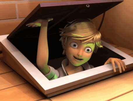A Cartoon Character Is Peeking Out Of A Wooden Box GIF