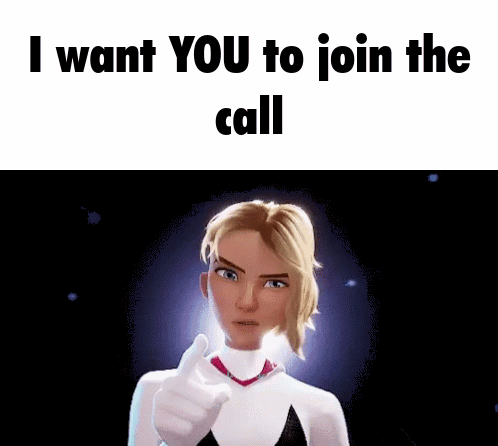 A Cartoon Character Is Pointing At The Camera And Says I Want You To Join The Call GIF